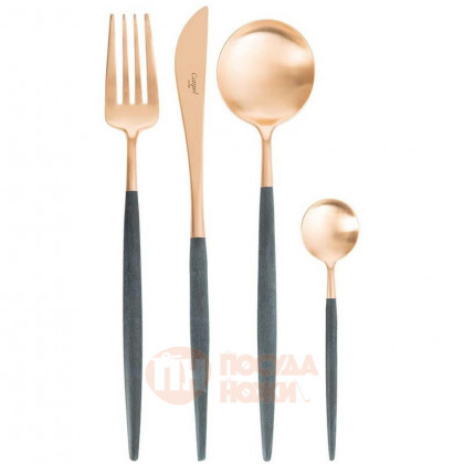Набор столовых приборов Cutipol Goa Rose Gold Matte Grey на 6 персон 24 пр. \ GO.006.GRROGB