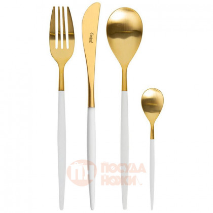 Набор столовых приборов Cutipol Mio Matte White Gold на 6 персон 24 пр. \ MI.006.WGB