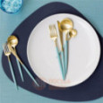 Набор столовых приборов Cutipol Goa Gold Matte Turquoise на 6 персон 24 пр. \ GO.006.TGB