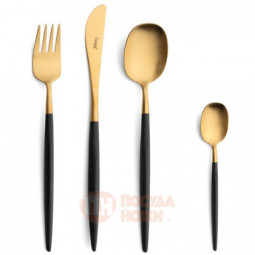 Набор столовых приборов Cutipol Nau Gold Matte Black на 6 персон 24 пр. \ NA.006.GB