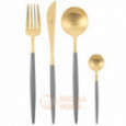 Набор столовых приборов Cutipol Goa Gold Matte Grey на 6 персон 24 пр. \ GO.006.GRGB
