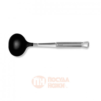 Нейлоновый половник с ручкой из нержавеющей стали 33 см /черный Barazzoni \ 8640010000