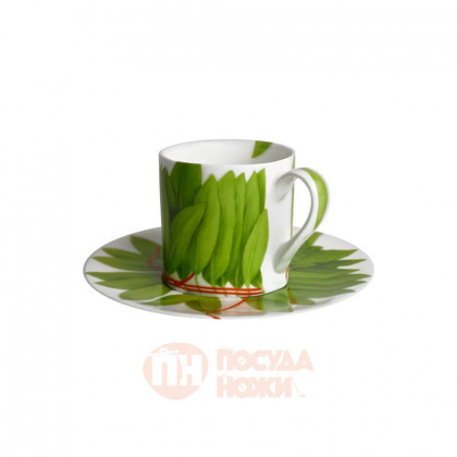 Taitu Фарфоровая кофейная пара 100 мл Fil Rouge Foglie (5-191)