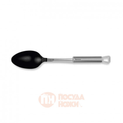 Нейлоновая кухонная ложка с ручкой из нержавеющей стали 32 см /черный Barazzoni \ 8640012500