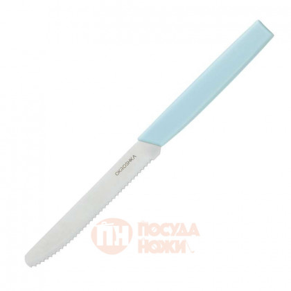 Нож cтоловый OKROSHKA САЛАТ, лезвие 11 см, с серрейторной заточкой, голубая ручка  \ OK225P-BL-CTS