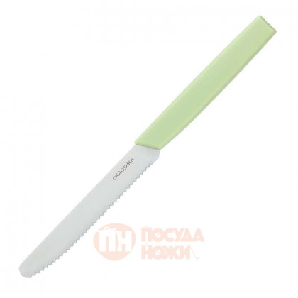 Нож cтоловый OKROSHKA САЛАТ, лезвие 11 см, с серрейторной заточкой, зеленая ручка  \ OK225P-GN-CTS