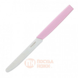 Нож cтоловый OKROSHKA САЛАТ, лезвие 11 см, с серрейторной заточкой, розовая ручка  \ OK225P-PN-CTS
