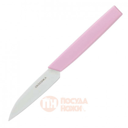 Нож для овощей OKROSHKA САЛАТ, лезвие 8 см, розовая ручка  \ OK225P-PN-VG