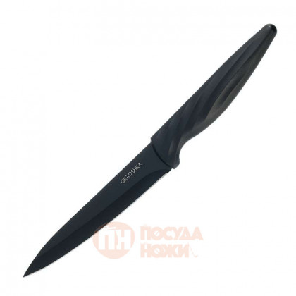Нож универсальный OKROSHKA КРУТОН, черное лезвие,11,8 см  \ OK912P-B-UT