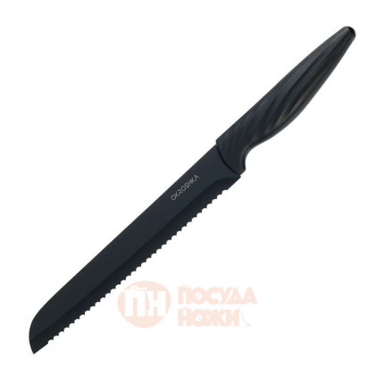Нож хлебный OKROSHKA КРУТОН,черное лезвие,19,9 см  \ OK912P-B-BR