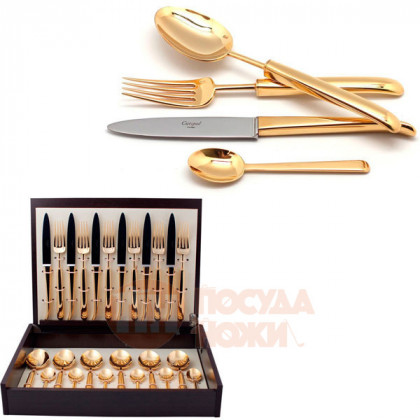 Набор столовых приборов CARRE GOLD  на 6 персон 24 пр. CUTIPOL  \ 9131